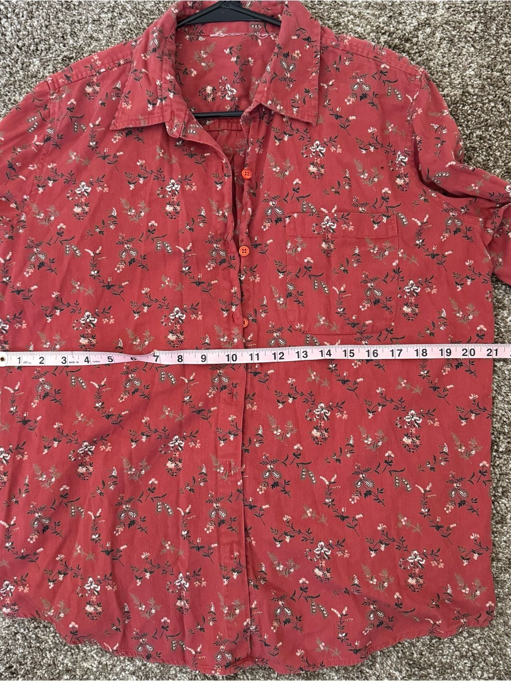 Floral Button-Front Jean Jacket in Rust - Picture 4 of 6